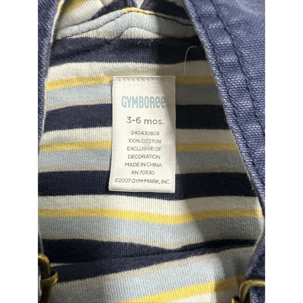 GYMBOREE Boys Navy Shortalls Embroidered Dump Truck Overalls 3-6 Months